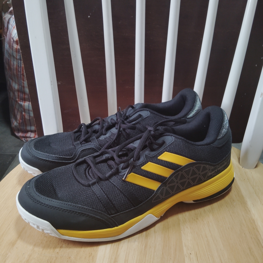 Adidas Men's Black and Yellow Sneakers